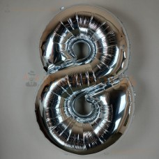 Шар (40''/102 см) Цифра, 8, Серебро